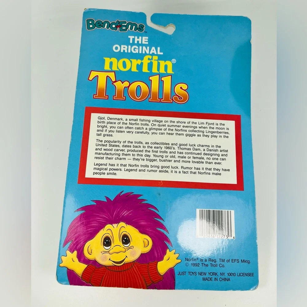 Norfin Troll Bend Ems Toy Vintage Bendable Poseable 1992 Pink Hair Just Toys